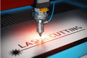 A close shot on a laser machine engraving 